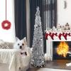 imageAytai 5ft Collapsible Christmas Tree Silver Tinsel Coastal Christmas Tree for Holiday DecorationsSilver