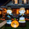 imageOurWarm 5FT Thanksgiving Pilgrim Inflatables Outdoor Decorations Thankful Prayer Boy and Girl Pilgrim Decorations with Blow Up Pumpkin Builtin Blower ampamp LEDs Devout Fall Yard Inflatable Party Decor