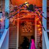 imageOurWarm 5ft Halloween Spider Decorations Outdoor Giant Spider with Purple LED Lights Scary Fake Spider Hairy Spider Props for Halloween Indoor Outdoor Yard Lawn Party Haunted House Dcor