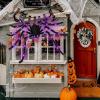imageOurWarm 5ft Halloween Spider Decorations Outdoor Giant Spider with Purple LED Lights Scary Fake Spider Hairy Spider Props for Halloween Indoor Outdoor Yard Lawn Party Haunted House Dcor