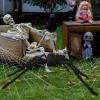 imageOurWarm 5ft Halloween Spider Decorations Outdoor Giant Spider with Purple LED Lights Scary Fake Spider Hairy Spider Props for Halloween Indoor Outdoor Yard Lawn Party Haunted House Dcor