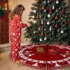 imageOurWarm Christmas Tree Skirt 48inch White Snowflake Fur Burlap Tree Skirt for Xmas Decor Festive Holiday Decorations Indoor OutdoorReindeer Pattern