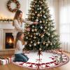 imageOurWarm Christmas Tree Skirt 48inch White Snowflake Fur Burlap Tree Skirt for Xmas Decor Festive Holiday Decorations Indoor OutdoorReindeer Pattern