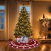 imageOurWarm Christmas Tree Skirt 48inch White Snowflake Fur Burlap Tree Skirt for Xmas Decor Festive Holiday Decorations Indoor OutdoorReindeer Pattern