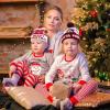 imageOurWarm LED Christmas Hat Light Up Christmas Hat Unisex Knitted Beanie Holiday Hat with Deer Printing for Party RedBlueBrown