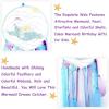imageOurWarm Mermaid Dream Catcher for Girls Room Wall Decor Big Handmade Blue Dreamcatcher with Colorful Feathers for Kids Bedroom Hanging Decor Under The Sea Mermaid Birthday Baby Shower Party Supplies