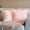 imageOurWarm Set of 2 Pink Fur Throw Pillows Fluffy Pillow Covers 18quotx18quot Faux Fur Pillow Covers Luxury Series Merino Style Decorative Pillows Case for Living Room Couch Bedroom Car Home DecorPink