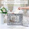 imageOurWarm Wedding Card Box for Wedding Reception Wooden Wedding Card Boxes with Window Brown Wedding Envelope Money Gift Card Box for Baby Shower Birthday Graduation Party Rustic Wedding DecorationsSilver