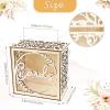 imageOurWarm Wedding Card Box for Wedding Reception Wooden Wedding Card Boxes with Window Brown Wedding Envelope Money Gift Card Box for Baby Shower Birthday Graduation Party Rustic Wedding DecorationsWith LED Lights