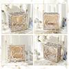imageOurWarm Wedding Card Box for Wedding Reception Wooden Wedding Card Boxes with Window Brown Wedding Envelope Money Gift Card Box for Baby Shower Birthday Graduation Party Rustic Wedding DecorationsWith LED Lights