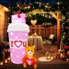 image6 FT Valentines Day InflatablesValentine Decorations OutdoorPink Lighted Valentines Blow Up Yard Decorations Mail Coffee Cup with Teddy Bear for Gadern Lawn Indoor Decor Wedding Party Proposal