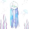 imageOurWarm Mermaid Dream Catcher for Girls Room Wall Decor Big Handmade Blue Dreamcatcher with Colorful Feathers for Kids Bedroom Hanging Decor Under The Sea Mermaid Birthday Baby Shower Party Supplies