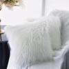 imageOurWarm Set of 2 Pink Fur Throw Pillows Fluffy Pillow Covers 18quotx18quot Faux Fur Pillow Covers Luxury Series Merino Style Decorative Pillows Case for Living Room Couch Bedroom Car Home DecorWhite