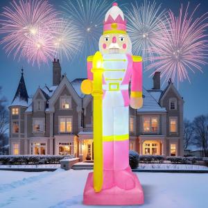 imageOurWarm 8FT Christmas Inflatable Outdoor Decoration Christmas Inflatables with Gingerbread Man Truck Inflatable Christmas Tree Blow Up Christmas Decorations Outdoor Lawn Garden Yard Xmas Decorations8FT Nutcracker
