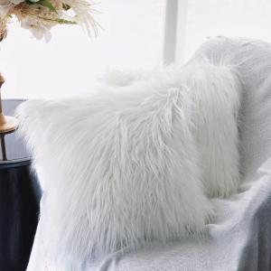 imageOurWarm Set of 2 Pink Fur Throw Pillows Fluffy Pillow Covers 18quotx18quot Faux Fur Pillow Covers Luxury Series Merino Style Decorative Pillows Case for Living Room Couch Bedroom Car Home DecorWhite