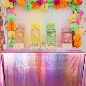 imageOurWarm Tablecloths Laser Table Covers Holographic Foil for Girl Party Wedding Disco Dance Birthday Holiday Mermaid Party Decorations 59 x 108 Inch