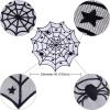 imageOurWarm Lace Spider Web Table Topper Cloth 40Inch Round Black Halloween Tablecloth for Halloween Table Decorations