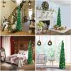 imagePartyTalk 5ft Pop Up Christmas Tree with Stand Green Tinsel Collapsible Artificial Christmas Tree for Holiday Christmas Home DecorationsGreen