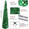imagePartyTalk 5ft Pop Up Christmas Tree with Stand Green Tinsel Collapsible Artificial Christmas Tree for Holiday Christmas Home DecorationsGreen
