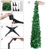 imagePartyTalk 5ft Pop Up Christmas Tree with Stand Green Tinsel Collapsible Artificial Christmas Tree for Holiday Christmas Home DecorationsGreen