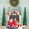 imagePartyTalk 5ft Pop Up Christmas Tree with Stand Green Tinsel Collapsible Artificial Christmas Tree for Holiday Christmas Home DecorationsGreen