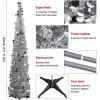 imagePartyTalk 5ft Pop Up Christmas Tree with Stand Green Tinsel Collapsible Artificial Christmas Tree for Holiday Christmas Home DecorationsSilver