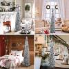 imagePartyTalk 5ft Pop Up Christmas Tree with Stand Green Tinsel Collapsible Artificial Christmas Tree for Holiday Christmas Home DecorationsSilver