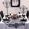 imageOurWarm Lace Spider Web Table Topper Cloth 40Inch Round Black Halloween Tablecloth for Halloween Table Decorations