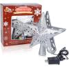 imageOurWarm Christmas Tree Topper Lighted Star Tree Toppers with LED Rotating Snowflake Projector Lights 3D Hollow Silver Star Snow Tree Topper for Christmas Tree DecorationsSilver Star