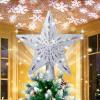 imageOurWarm Christmas Tree Topper Lighted Star Tree Toppers with LED Rotating Snowflake Projector Lights 3D Hollow Silver Star Snow Tree Topper for Christmas Tree DecorationsSilver Star