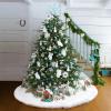 imageChristmas Tree Skirt 48 Inch White Faux Fur Christmas Tree Skirt Luxury Tree Skirts for Holiday Christmas Decorations