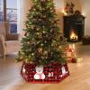 imageOurWarm Christmas Tree Collar Buffalo Plaid Christmas Tree Ring Hexagon Fabric Collapsible Tree Skirt with 6 Patterns for Christmas Xmas Holiday Tree Decorations