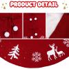 imageOurWarm Christmas Tree Skirt 36 inch Knit Red Tree Skirt with Snowflake ampamp Reindeer Pattern Rustic DoubleSided Knitted Xmas Tree Skirt for Christmas Tree Indoor Holiday Party Christmas Decorations