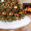 imageChristmas Tree Skirt 48 Inch White Faux Fur Christmas Tree Skirt Luxury Tree Skirts for Holiday Christmas Decorations