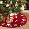 imageOurWarm Christmas Tree Skirt 36 inch Knit Red Tree Skirt with Snowflake ampamp Reindeer Pattern Rustic DoubleSided Knitted Xmas Tree Skirt for Christmas Tree Indoor Holiday Party Christmas Decorations