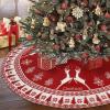 imageOurWarm Christmas Tree Skirt 48 Inch Red Knitted Christmas Tree Skirt with Snowflake ampamp Reindeer Rustic DoubleSided Xmas Tree Skirt Christmas Decorations for Holiday Party Decor Indoor Outdoor