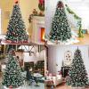 imageOurWarm 7FT Artificial Christmas Tree Snow Flocked Christmas Tree with Pine Cones Xmas Pine Tree for Indoor Outdoor Holiday Decorations with Foldable Metal Stand 1400 Branch Tips