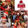 imageOurWarm LED Christmas Hat Light Up Holiday Hat Cute Reindeer Snowflakes Red Knitted Hat Christmas Beanie with 6 Colorful Lights for Kids Adults Family Festival Merry Xmas and New Year Party Supplies