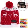 imageOurWarm LED Christmas Hat Light Up Holiday Hat Cute Reindeer Snowflakes Red Knitted Hat Christmas Beanie with 6 Colorful Lights for Kids Adults Family Festival Merry Xmas and New Year Party Supplies
