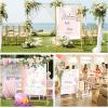imageOurWarm Metal Wedding Sign Stand Adjustable Welcome to Our Wedding Sign Holder Heavy Duty Easel Stand for Sign WDesign Bundle ampamp Leather Sign Hanging Straps Seating Chart Stand Easel for DisplayGold