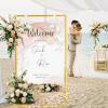 imageOurWarm Metal Wedding Sign Stand Adjustable Welcome to Our Wedding Sign Holder Heavy Duty Easel Stand for Sign WDesign Bundle ampamp Leather Sign Hanging Straps Seating Chart Stand Easel for DisplayGold