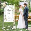 imageOurWarm Metal Wedding Sign Stand Adjustable Welcome to Our Wedding Sign Holder Heavy Duty Easel Stand for Sign WDesign Bundle ampamp Leather Sign Hanging Straps Seating Chart Stand Easel for DisplayWhite