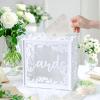 imageOurWarm Wedding Card Box for Reception PVC Gift Card Holder with Acrylic Window Rustic White Envelope Money Box for Wedding Graduation Party 2025 Birthday Baby Shower Party Decorations