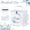 imageOurWarm White Wedding Card Box with Lock PVC Gift Card Box with Blue Wreath Wedding Decorations for Reception Envelop Money Gift Boxes for Graduation Birthday Bridal Baby Shower Decor