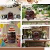 imageOurWarm Wooden Wedding Card Box for Party with Base Brown Whiskey Barrel Gift Cards Holder with Slot Rustic Envelope Money Card Box for Wedding Graduation Bridal Shower Party Decoration