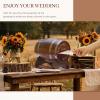 imageOurWarm Wooden Wedding Card Box for Party with Base Brown Whiskey Barrel Gift Cards Holder with Slot Rustic Envelope Money Card Box for Wedding Graduation Bridal Shower Party Decoration