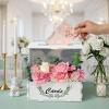 imageOurWarm Wooden Wedding Card Box with Flower Trough White Gift Card Box for Wedding with Acrylic Board Weddings Cards Boxes for Reception Graduation Birthday Party Bridal Baby Shower Decorations