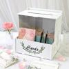imageOurWarm Wooden Wedding Card Box with Flower Trough White Gift Card Box for Wedding with Acrylic Board Weddings Cards Boxes for Reception Graduation Birthday Party Bridal Baby Shower Decorations
