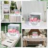 imageOurWarm Wooden Wedding Card Box with Flower Trough White Gift Card Box for Wedding with Acrylic Board Weddings Cards Boxes for Reception Graduation Birthday Party Bridal Baby Shower Decorations