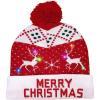 imageOurWarm LED Christmas Hat Light Up Holiday Hat Cute Reindeer Snowflakes Red Knitted Hat Christmas Beanie with 6 Colorful Lights for Kids Adults Family Festival Merry Xmas and New Year Party Supplies